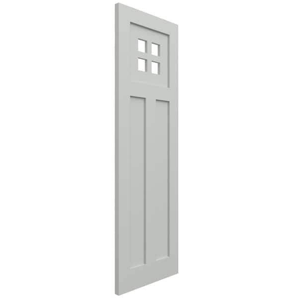 Ekena Millwork True Fit PVC San Antonio Mission Style Fixed Mount Shutters, Hailstorm Gray, 15W x 32H, PR - TFP001ST15X032ST
