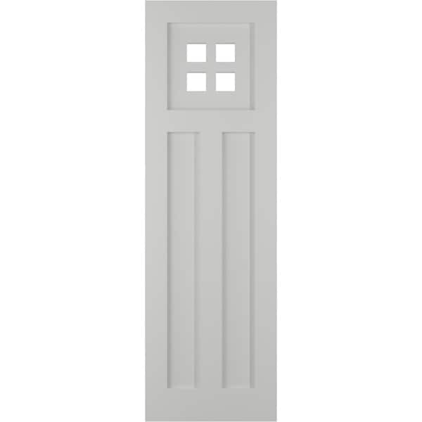 Ekena Millwork True Fit PVC San Antonio Mission Style Fixed Mount Shutters, Hailstorm Gray, 15W x 32H, PR - TFP001ST15X032ST