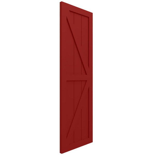 Ekena Millwork True Fit PVC Two Equal Panel Farmhouse Fixed Mount Shutters w/ Z-Bar, Fire Red , 18W x 37H, PR - TFP102FH18X037BR