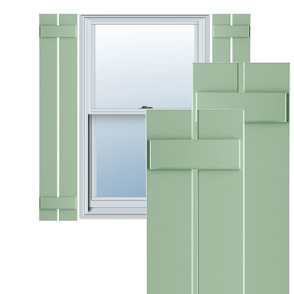 Ekena Millwork True Fit PVC, Two Board Spaced Board-n-Batten Shutters, Seaglass, 11 1/4W x 26H, PR - TFP101SBF11X026SG