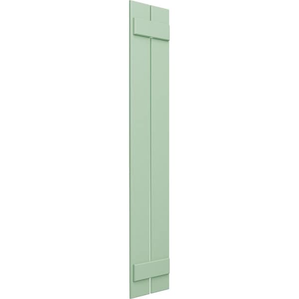 Ekena Millwork True Fit PVC, Two Board Spaced Board-n-Batten Shutters, Seaglass, 11 1/4W x 26H, PR - TFP101SBF11X026SG