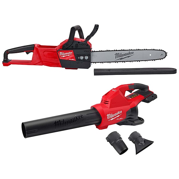 Milwaukee Tool Chainsaw and Blower, 18 V, 600 cfm - 2727-20, 2824-20