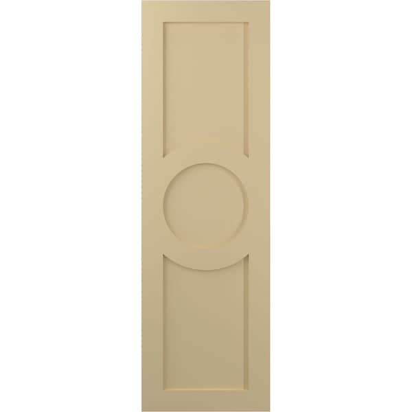 Ekena Millwork True Fit PVC Center Circle Arts & Crafts Fixed Mount Shutters, Natural Twine, 15W x 37H, PR - TFP001AC15X037NT