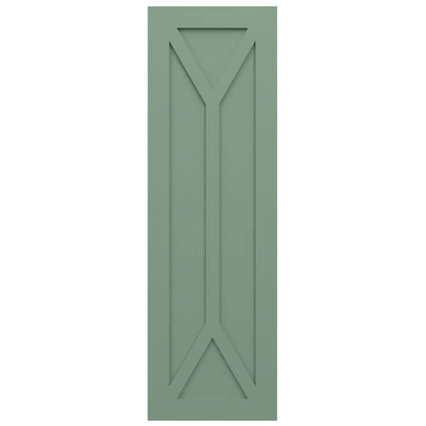 Ekena Millwork True Fit PVC San Carlos Mission Style Fixed Mount Shutters, Track Green, 12W x 34H, PR - TFP001SC12X034TG