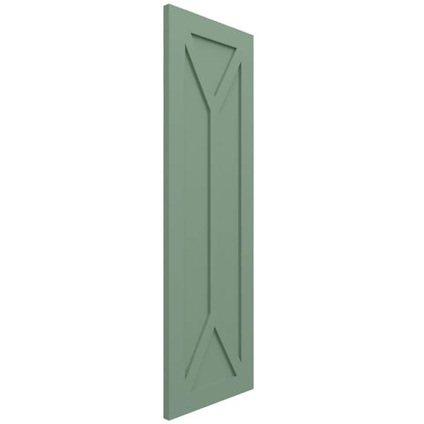 Ekena Millwork True Fit PVC San Carlos Mission Style Fixed Mount Shutters, Track Green, 12W x 34H, PR - TFP001SC12X034TG