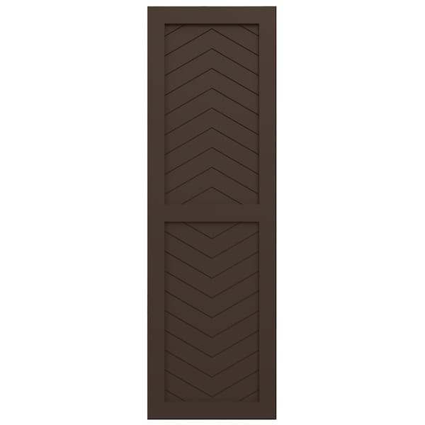 Ekena Millwork True Fit PVC Two Panel Chevron Modern Style Fixed Mount Shutters, Raisin Brown, 12W x 32H, PR - TFP101CV12X032TB