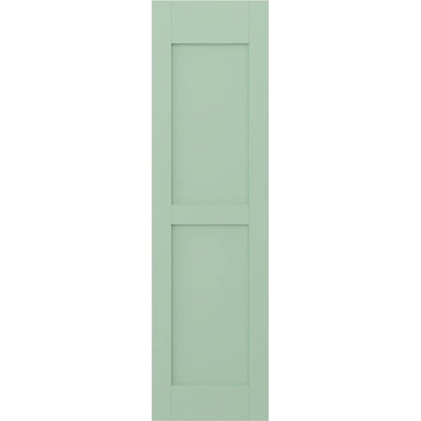 Ekena Millwork Americraft 2 Equal Flat Panel Exterior Real Wood Shutters, RW101FP15X66SGH, PR - RW101FP15X66SGH