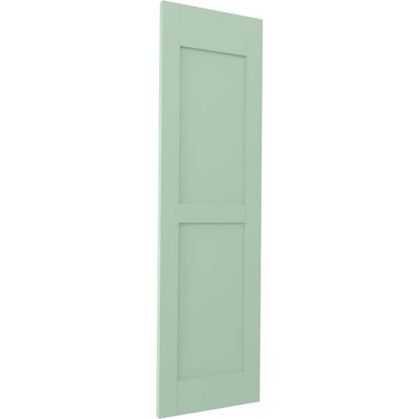 Ekena Millwork Americraft 2 Equal Flat Panel Exterior Real Wood Shutters, RW101FP15X66SGH, PR - RW101FP15X66SGH