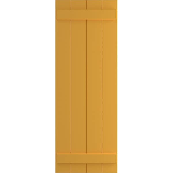 Ekena Millwork True Fit PVC, Four Board Joined Board-n-Batten Shutters, Turmeric, 21 1/2W x 69H, PR - TFP101BBF21X069TU