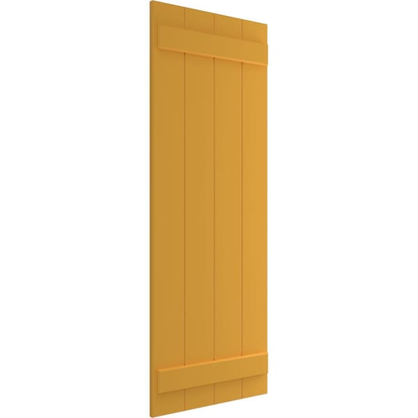 Ekena Millwork True Fit PVC, Four Board Joined Board-n-Batten Shutters, Turmeric, 21 1/2W x 69H, PR - TFP101BBF21X069TU