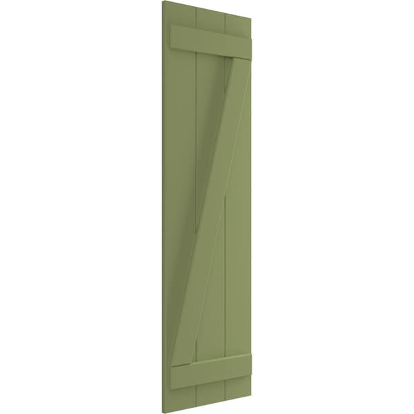Ekena Millwork True Fit PVC Three Board Joined Board-n-Batten Shutters w/Z-Bar, Moss Green , 16 1/8W x 59H, PR - TFP102BBF16X059MG