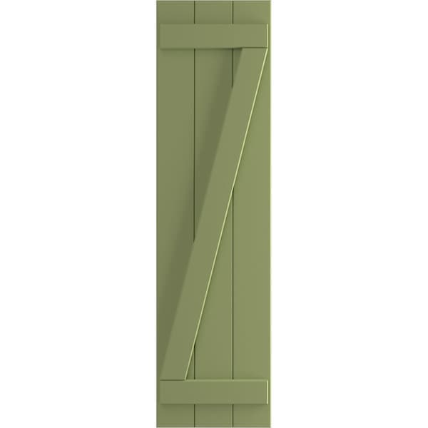 Ekena Millwork True Fit PVC Three Board Joined Board-n-Batten Shutters w/Z-Bar, Moss Green , 16 1/8W x 59H, PR - TFP102BBF16X059MG
