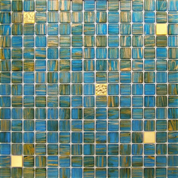 Apollo Tile Mingles 12 in. x 12 in. Glossy Blue and Yellow Glass Mosaic Wall and Floor Tile 20 sqft/case, 20PK - MIX2088BL591A