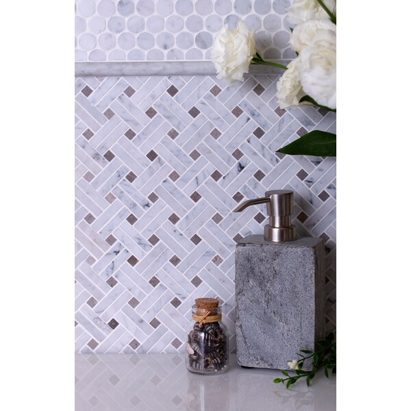Apollo Tile Sample, Miele Beige & White Hexagon 11.5"x10.5" Marble Mosaic Tile - APLKB99G01EC25 SAMPLE