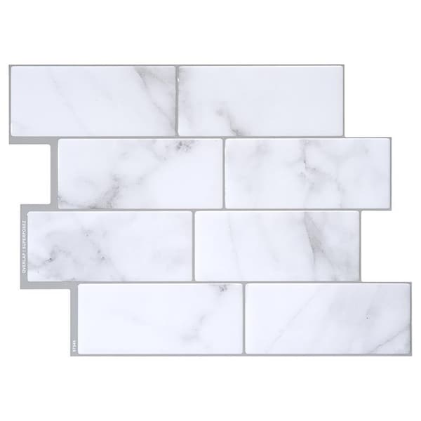 Smart Tiles Smart Tiles 8.38 in. W X 11.56 in. L Gray/White Mosaic Vinyl Adhesive Wall Tile 4 pc - SM1080-4