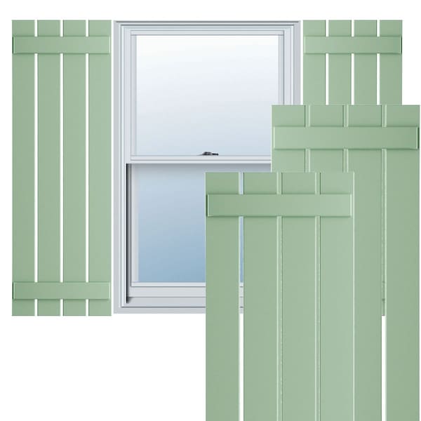 Ekena Millwork True Fit PVC, Four Board Spaced Board-n-Batten Shutters, Seaglass , 23W x 34H, PR - TFP101SBF23X034SG