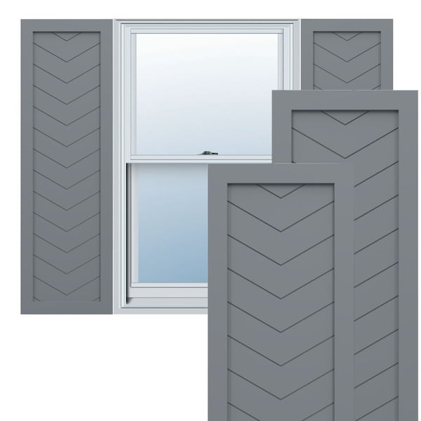 Ekena Millwork True Fit PVC Single Panel Chevron Modern Style Fixed Mount Shutters, Ocean Swell, 15W x 60H, PR - TFP001CV15X060CH