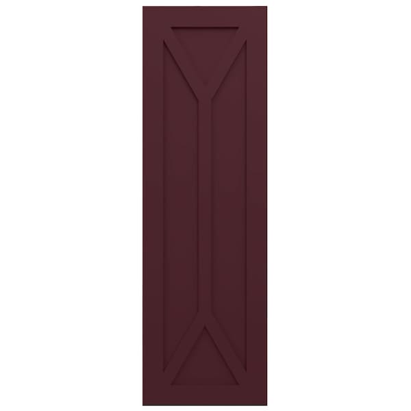 Ekena Millwork True Fit PVC San Carlos Mission Style Fixed Mount Shutters, Wine Red, 15W x 80H, PR - TFP001SC15X080WR