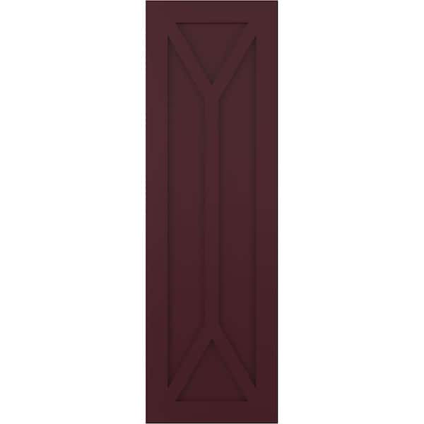 Ekena Millwork True Fit PVC San Carlos Mission Style Fixed Mount Shutters, Wine Red, 15W x 80H, PR - TFP001SC15X080WR