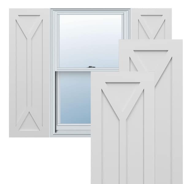 Ekena Millwork True Fit PVC San Carlos Mission Style Fixed Mount Shutters, White, 12W x 35H, PR - TFP001SC12X035WH