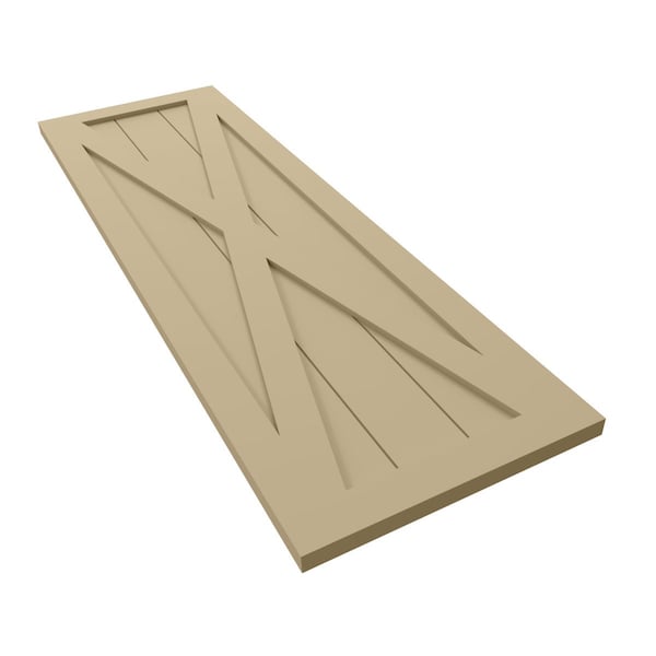 Ekena Millwork True Fit PVC Single X-Board Farmhouse Fixed Mount Shutters, Natural Twine, 15W x 50H, PR - TFP001FH15X050NT