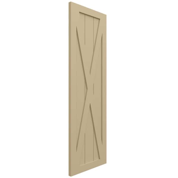 Ekena Millwork True Fit PVC Single X-Board Farmhouse Fixed Mount Shutters, Natural Twine, 15W x 50H, PR - TFP001FH15X050NT