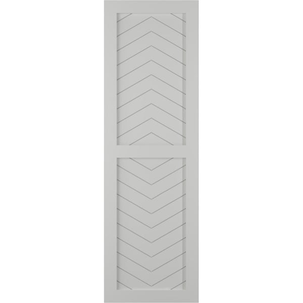 Ekena Millwork True Fit PVC Two Panel Chevron Modern Style Fixed Mount Shutters, Hailstorm Gray, 12W x 53H, PR - TFP101CV12X053ST