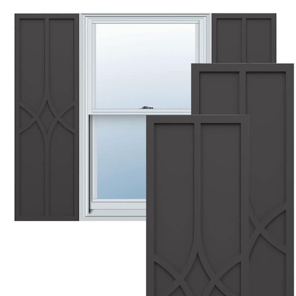 Ekena Millwork True Fit PVC Cedar Park Fixed Mount Shutters, Shadow Mountain, 18W x 71H, PR - TFP001CP18X071SM