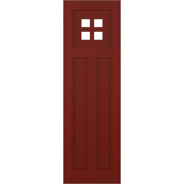 Ekena Millwork True Fit PVC San Antonio Mission Style Fixed Mount Shutters, Pepper Red, 12W x 30H, PR - TFP001ST12X030MR