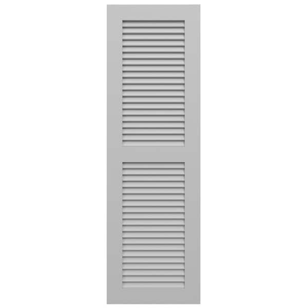 Ekena Millwork True Fit PVC Two Equal Louver Shutters, Primed, 18"W x 40"H - TFP101LVF18X040PR