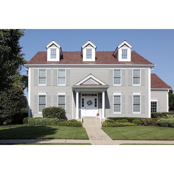 Ekena Millwork True Fit PVC Two Equal Louver Shutters, Primed, 18"W x 40"H - TFP101LVF18X040PR