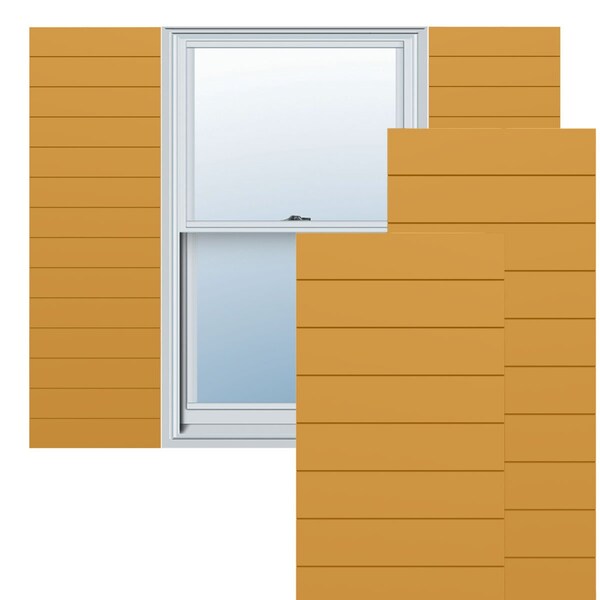 Ekena Millwork True Fit PVC Horizontal Slat Modern Style Fixed Mount Shutters, Turmeric, 18W x 67H, PR - TFP001HZ18X067TU