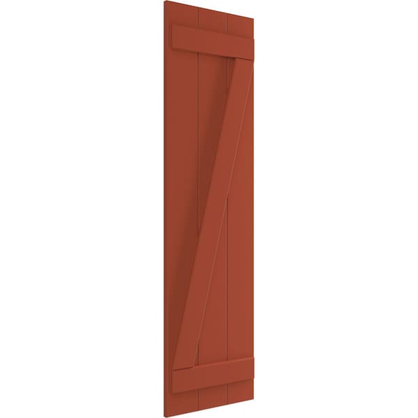 Ekena Millwork True Fit PVC, Three Board Joined Board-n-Batten Shutters w/Z-Bar, Colorful Leaves, 16 1/8W x 58H, PR - TFP102BBF16X058CL