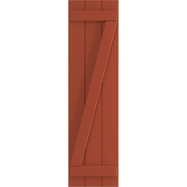 Ekena Millwork True Fit PVC, Three Board Joined Board-n-Batten Shutters w/Z-Bar, Colorful Leaves, 16 1/8W x 58H, PR - TFP102BBF16X058CL