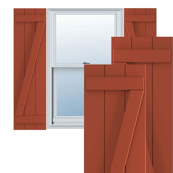 Ekena Millwork True Fit PVC, Three Board Joined Board-n-Batten Shutters w/Z-Bar, Colorful Leaves, 16 1/8W x 58H, PR - TFP102BBF16X058CL