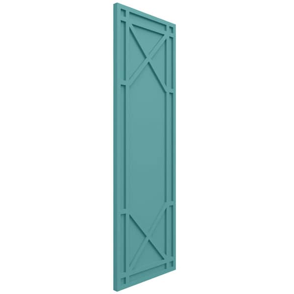 Ekena Millwork True Fit PVC Bungalow Fixed Mount Shutters, Pure Turquoise, 12W x 43H, PR - TFP001BG12X043PT
