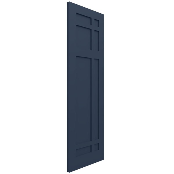 Ekena Millwork True Fit PVC San Juan Capistrano Mission Style Fixed Mount Shutters Starless Night Blue, 18"W x 34"H - TFP001SJ18X034OB