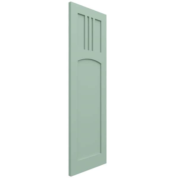 Ekena Millwork True Fit PVC San Miguel Mission Style Fixed Mount Shutters, Seaglass, 15W x 38H, PR - TFP001SM15X038SG