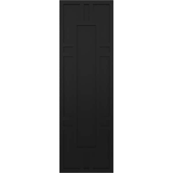 Ekena Millwork True Fit PVC Hastings Fixed Mount Shutters, Black, 12W x 29H, PR - TFP001HS12X029BL