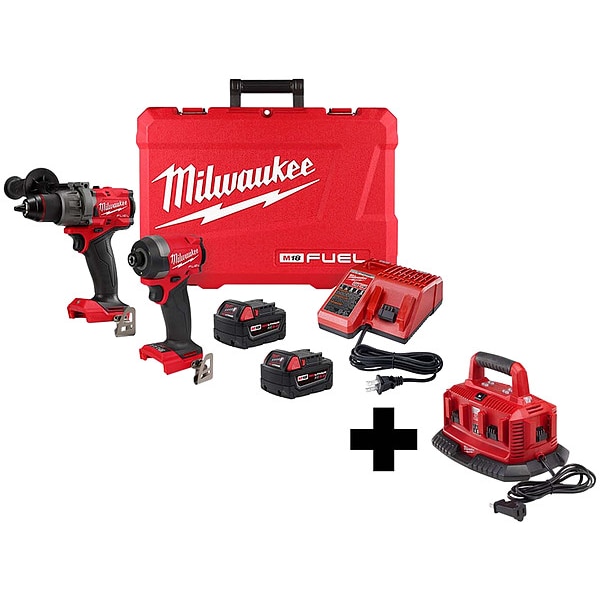 Milwaukee Tool M18 FUEL 2-Tool Combo Kit, M18 Charger - 3697-22, 48-59-1806