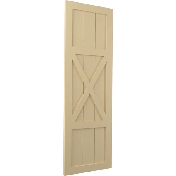 Ekena Millwork True Fit PVC Center X-Board Farmhouse Fixed Mount Shutters, Natural Twine , 15W x 67H, PR - TFP107FH15X067NT