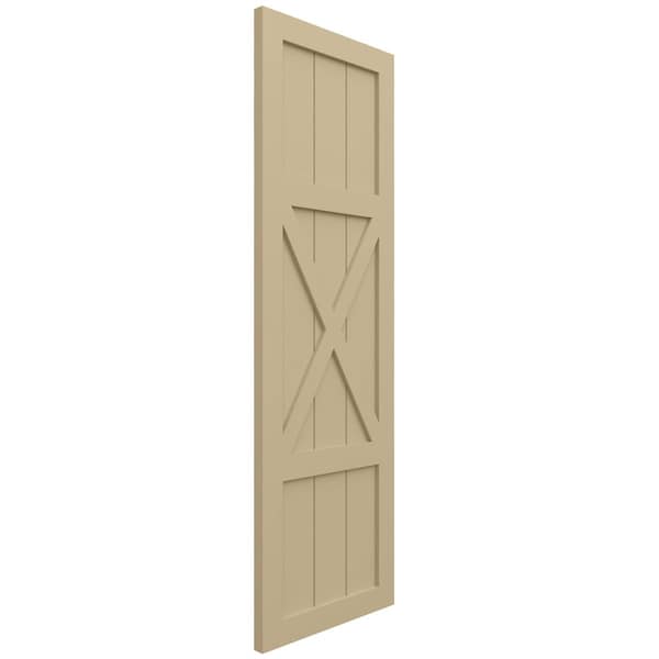 Ekena Millwork True Fit PVC Center X-Board Farmhouse Fixed Mount Shutters, Natural Twine , 15W x 67H, PR - TFP107FH15X067NT