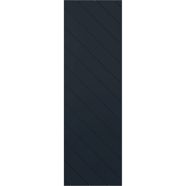 Ekena Millwork 18"W x 68"H True Fit PVC Diagonal Slat Modern Style Fixed Mount Shutters, Starless Night BluePair) - TFP001DG18X068OB