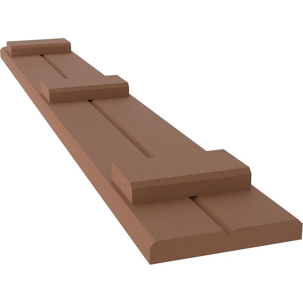 Ekena Millwork Americraft 2-Board (3 Batten) Wood Joined Board-n-Batten Shutters w/Ellipt Top, ARW401BE207X66BTH, PR - ARW401BE207X66BTH