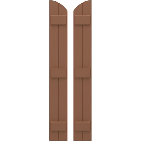 Ekena Millwork Americraft 2-Board (3 Batten) Wood Joined Board-n-Batten Shutters w/Ellipt Top, ARW401BE207X66BTH, PR - ARW401BE207X66BTH