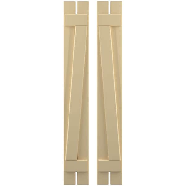 Ekena Millwork Americraft 2-Board (2 Batten) Wood Spaced Board-n-Batten Shutters w/ Z-Bar, ARW102SB207X52NTH, PR - ARW102SB207X52NTH