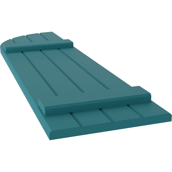 Ekena Millwork Americraft 4-Board (2 Batten) Wood Joined Board-n-Batten Shutters w/ Arch Top, ARW101BQ414X62ANH, PR - ARW101BQ414X62ANH