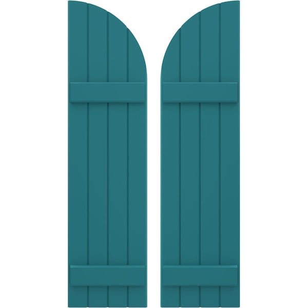 Ekena Millwork Americraft 4-Board (2 Batten) Wood Joined Board-n-Batten Shutters w/ Arch Top, ARW101BQ414X62ANH, PR - ARW101BQ414X62ANH