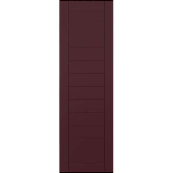 Ekena Millwork True Fit PVC Horizontal Slat Framed Modern Style Fixed Mount Shutters, Wine Red, 15W x 60H, PR - TFP001HF15X060WR