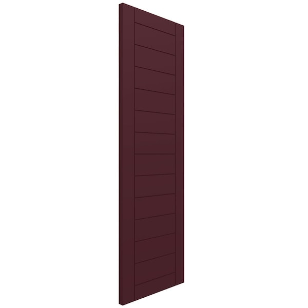 Ekena Millwork True Fit PVC Horizontal Slat Framed Modern Style Fixed Mount Shutters, Wine Red, 15W x 60H, PR - TFP001HF15X060WR